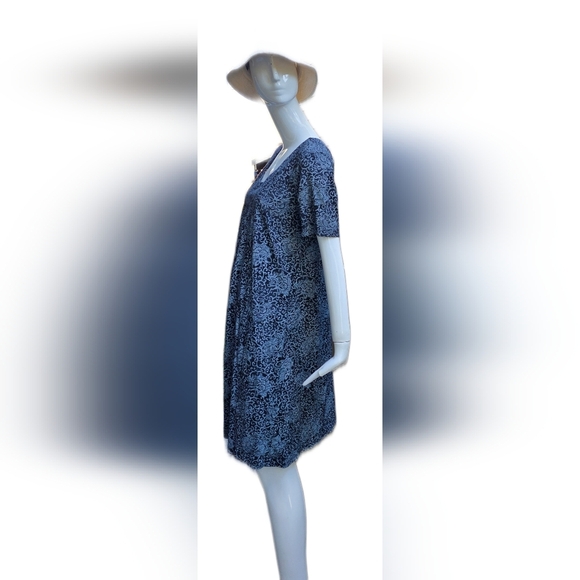 Fresh Produce Black,Grey & Blue Short Sleeve Cotton Dress. Xl - Picture 6 of 13